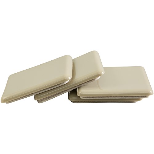 Super Sliders 2-1/2 Inch Square Self Stick Furniture Sliders for Carpet or Durable Hard Surfaces, Beige, 4 Pack (4701295N)