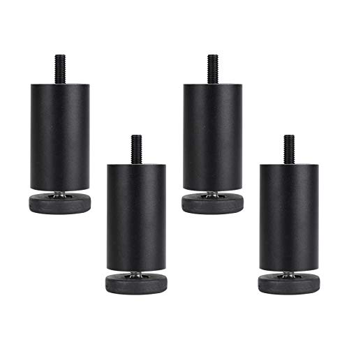 M8 Varilla Roscada Aleación de Aluminio Patas de Gabinete para Muebles Ajustables,Frigorífico/Pies para Lavadora de Baño,Patas de Mesa Patas de Sofá,Negro Mate,Juego de 4 (10cm/3.9in) Cover