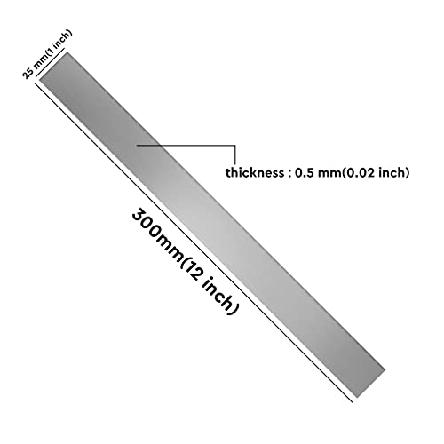 Image of 14 Pack Shim Stock Metal Sheet Strips, 304 Stainless Steel, Drillable, Cutble, 0.02 in Thickness, 12 in Length, 1 in Width