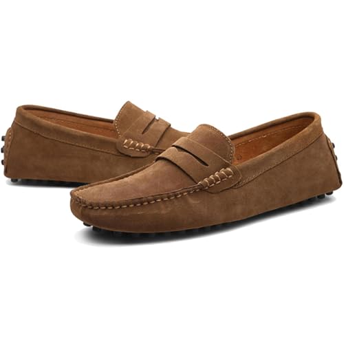 Image of PPXID Men's Dress Loafers Slip On Casual Shoes Lightweight Soft Penny Loafers Suede Driving Boat Shoes Moccasins