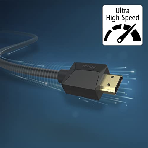 Hama HDMI Kabel 3 Meter Ultra High Speed (Monitorkabel 4K / 8K, 48 Gbit/s, UHD Bildschirmkabel mit eARC, Ethernet, HDR, Knickschutz, 120 Hz/60 Hz) 3m