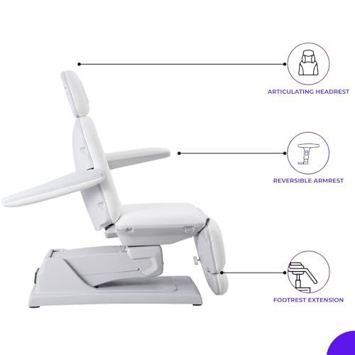 Spa Source LuxMed SYMPO 4 Motor Fully Automatic Exam Chair - ADA Compliant Electric Medical Treatment Table for Massage, Tattoo, Esthetician & Facial Beds - Hand Remote Included - White