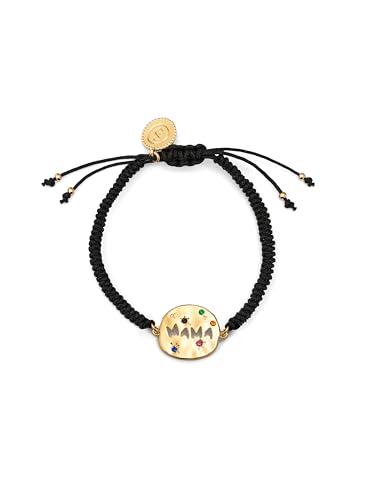 SINGULARU - Pulsera Mamá Colors. Latón con Baño en Oro de 18 Kt y Circonita. Joyas Para Mujer.