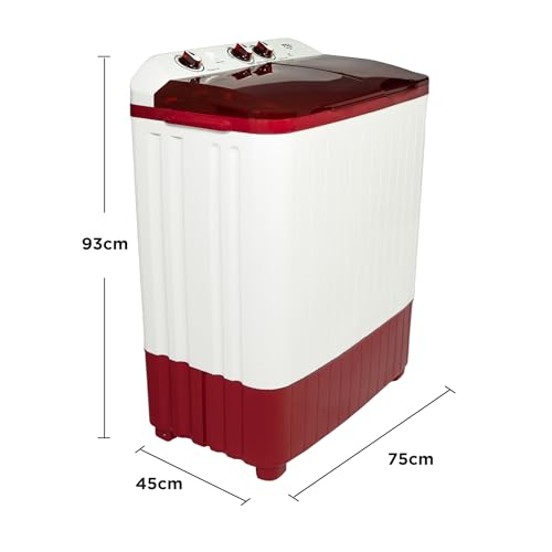 Image of TCL 7 kg, 5 Star, Semi-Automatic Washing Machine (T103-D70TW, Fast Dry, Burgundy)
