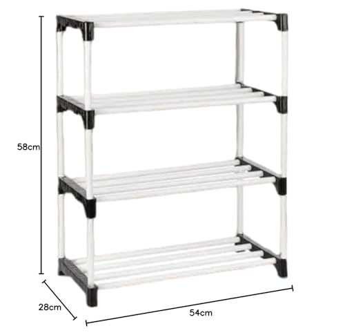 Image of NILUX 4-Layer Adjustable Bookshelf - Multipurpose Plastic Storage Rack for Home, Office, Library | Sturdy Shelves, Space-Saving Organizer for Books, Decor, Toys, and Daily Essentials (Pack of 1)