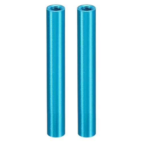 Image of PATIKIL 2pcs M3 Metal Threaded Standoff Spacer Nuts, Round Aluminum Spacers Female Coupling Screws, 1/8" ID x 3/16" OD, Blue, (35mm L)