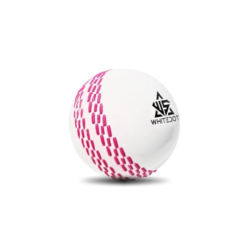 Image of Whitedot Synthetic Rubber Practice Cricket Ball /Wind Balls (90 GMS) for - Indoor & Outdoor Street & Beach Cricket (Pack of 6) (White, Red, Pink)