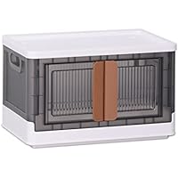 Ergocar Caja de Almacenamiento de Plástico Plegable, Apertura Doble, Transparente Cajas de Almacenamiento con Tapas y Ruedas, Cajas de Almacenamiento Apilables, para Dormitorios, Salas de Estar