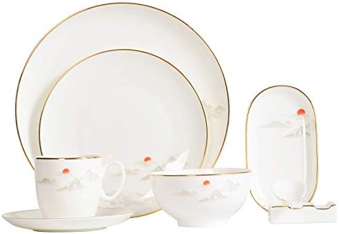 中国プノンペン食器セット、水墨画陶器食器セット、1人用8点セット