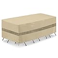 SunPatio Outdoor Furniture Set Cover Waterproof, Heavy Duty Rectangular Table and Chairs Cover for Patio Furniture, All Weather Protection Outside Sectional Protector, 76''L x 46''W x 30''H, Beige