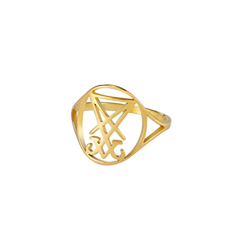 EUEAVAN Gothic Satanic Cross Ring Occult Jewelry