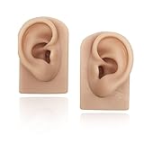 2 pcs Soft Silicone Ear Model, Left and Right Flexible Fake Ear for Piercing Practice, Realistic Ear Mold for Jewelry Display Acupuncture Mannequin Learning (Light Brown)