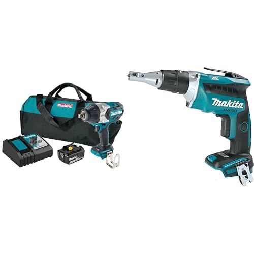 Image of Makita XWT19T 18V LXT Brushless 3-Speed 1 /2 inch Sq. Drive Impact Wrench Kit w /Detent Anvil with bonus XSF03Z 18V LXT Brushless 4,000 RPM Drywall Screwdriver