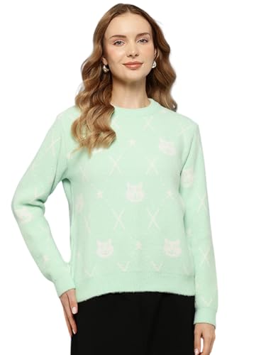 Image of Aarika Womens Winter Wear White-Pink Colour Solid Fur Sweat Shirt