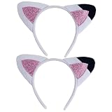 HoAhaMay 2 unidades Diadema con orejas de gato, adorable diadema con adornos brillantes, ideal para niñas y mujeres en fiestas de disfraces, juegos de rol, carnaval y fiestas temáticas
