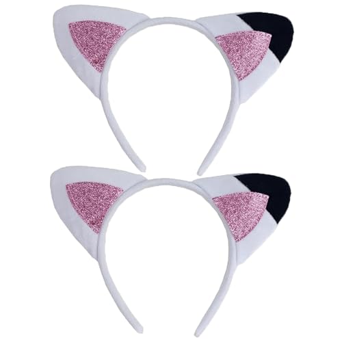 HoAhaMay 2 pièce serre-tête avec oreilles de chat - Jolis bandeaux à paillettes avec oreilles - Convient pour les filles et les femmes pour les fêtes...