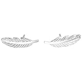 Silver Feather Stud Earrings Tiny Silver leaves Studs Earrings for Women (Silver 1#)