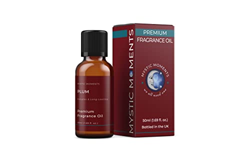 Mystic Moments | Olio di fragranze di prugne - 50 ml - Perfetto per saponi, Candele, Bombe da Bagno, bruciatori di Olio, diffusori e Articoli per la Cura della Pelle e dei Capelli