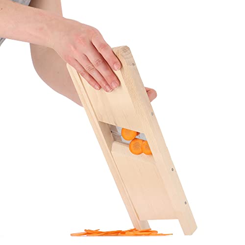 Foto von KADAX Krauthobel aus Holz, Gemüsehobel mit scharfen- Edelstahlklingen, Zwiebelhobel, Kohlhobel, Kohlreibe, Raspel, Karrotenreibe, Küchenhobel aus Holz (2 Klingen) Braun