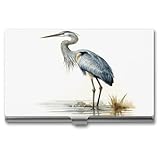 VstaDank Long-beaked Heron Business Card Holder Fashion Metal Business Card Case Professional Credit Card Protector Aluminum Alloy Flip Cover Slim Name Card Case Holder for Men Women