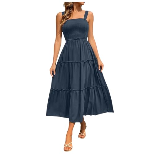 Robe longue bretelles V femme décontractée et fluide chic avec poches
