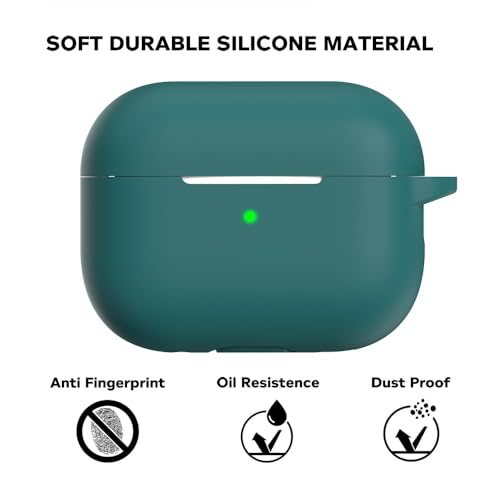 Image of Sounce Earphone Case Cover Compatible for Airpods Pro 2 Case 2022, Soft Silicone Skin Case Cover Shock-Absorbing Protective Case with Keychain [Front LED Visible](Green)