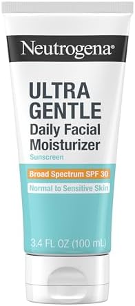 Neutrogena Ultra Gentle Daily Facial Moisturizer with SPF 30 Sunscreen with CICA, Lightweight Face Lotion with Broad Spectrum SPF 30 for Normal to Sensitive Skin, Fragrance-Free, 3.4 fl. oz