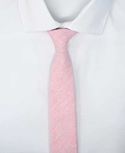 Image of Men's Chambray Cotton Skinny Necktie Tie Textured Distressed Style - 2.5 inch Width