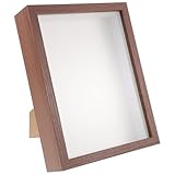 Zerodeko Marco de Caja de Sombra para Flores Secas 20x20 Cm, Madera de Nogal, Marco Hueco de 3 Cm, Soporte para Exhibición y Decoración Vintage para Hogar, Oficina y Manualidades DIY