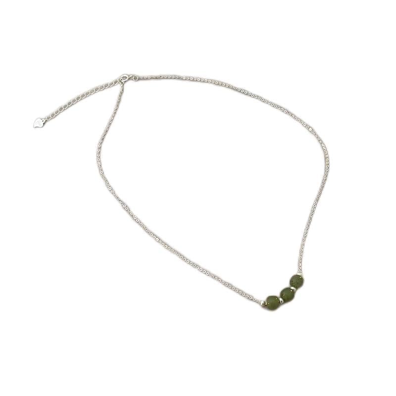 Collier de néphrite naturel argent 925, pendentif pierre verte pour femme élégante