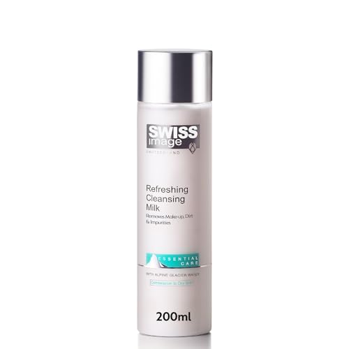 Swiss Image Refreshing Cleansing Milk, Non Greasy, Gentle Facial Cleanser, Makeup Remover, Enriched With Alpine Glacier For Combination To Oily Skin - 200 Ml White