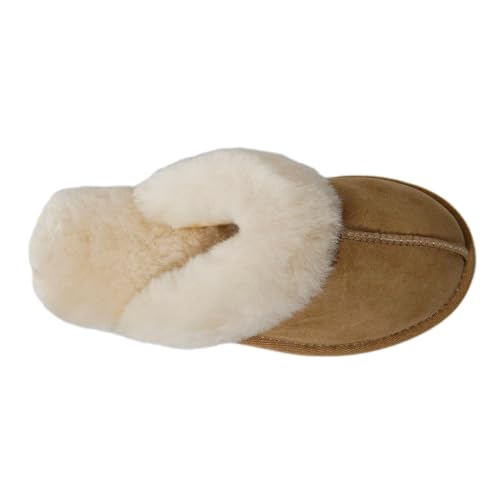 Women's Fuzzy Slippers Winter House Slippers Soft Fluffy Shoes with Natural Sheepskin Fur Indoor Outdoor2