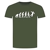 Evolution Handball T-Shirt - Handballer Handballspiel Werfen Sprungwurf Militär Grün L