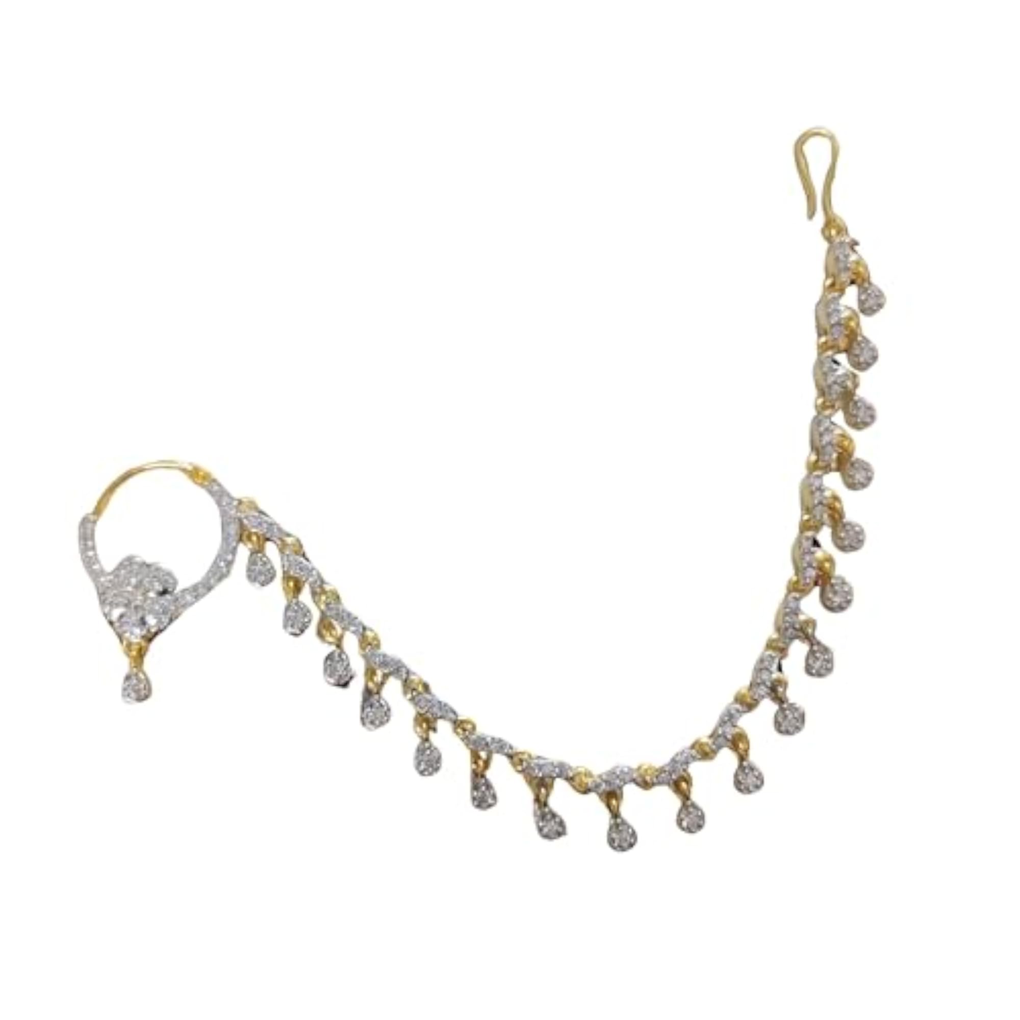 Elegant American Diamond Flower Nath with String