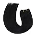 Moresoo Weft Hair Extensions Human Hair Black Sew in Hair Extensions Jet Black Double Weft Extensions Real Human Hair 100G 24Inch