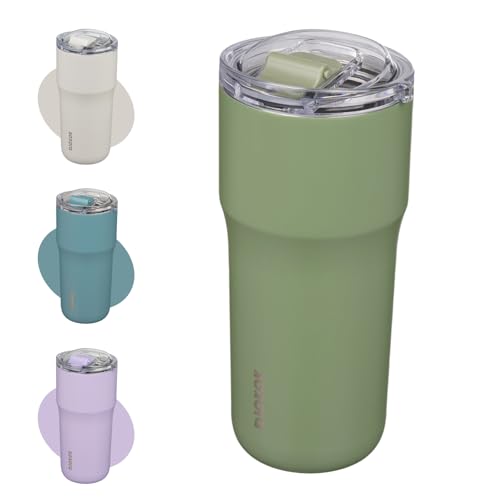 Image of BJPKPK 24 oz Coffee Tumbler, Insulated Stainless Steel Travel Cup | Double Wall Vacuum, Leak Proof Lid, Keeps Hot /Cold /Iced, BPA Free, Dishwasher Safe, Cupholder, Forest Green