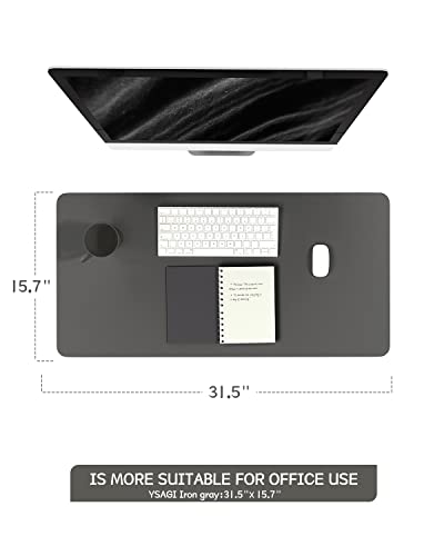 Image of YSAGi Non-Slip Leather Desk Pad, Waterproof Laptop Computer Desk Keyboard Mat, Table Protector Blotter Mat, Large Mouse Pad for Office /Work /Home /Decor(Dark Gray, 31.5 inch x 15.7 inch)
