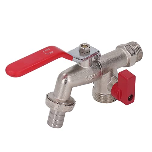 Robinet à double valve, robinet à double valve 1 dans 2 sorties tuyau de machine à laver robinet à boisseau sphérique en alliage de zinc accessoires de jardin outil robinet à double tête