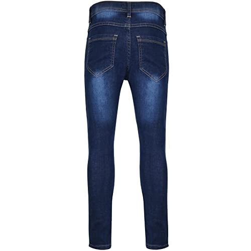 Vaqueros ajustados de niños con rotos y tiro alto en algodón azul oscuro denim 2