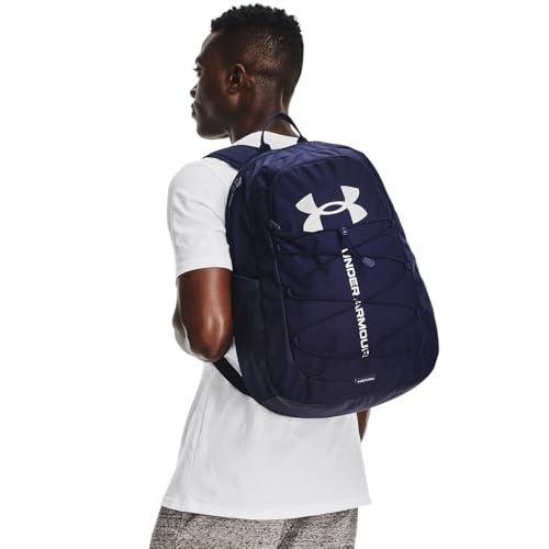 under armour unisex-adult hustle sport backpack  midnight navy 410metallic silver  one size fits all