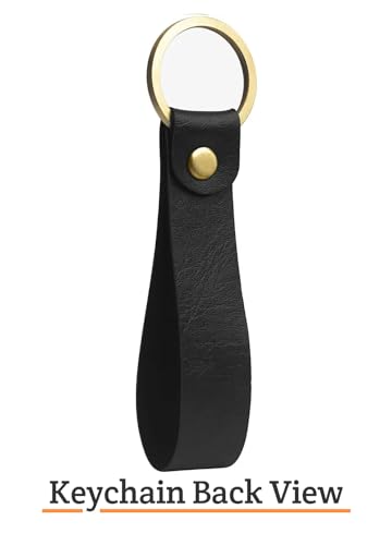 Image of Men's Leather Keychain Name Leather Keychain for Mens | Personalized with Name Printed Customized for Men | Customised Gift Set for Men with Charm Black