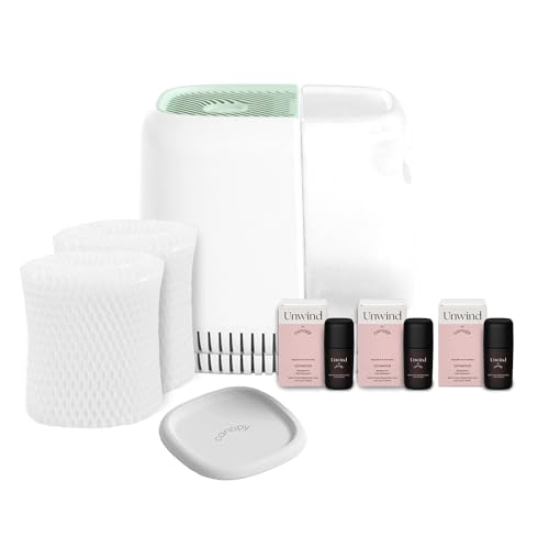 Image of Canopy Bedside Humidifier Ultimate Hydration Bundle - Green - 36 HR Run Time, 2.5L Capacity - Alleviate Symptoms of Allergies, Flu, Cold, Dry Skin - Humidifier, 2 Filters, Aroma Kit, Accessory Tray