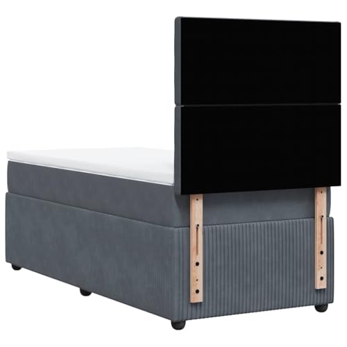 Bodenbettrahmen Tagesbett,Boxspringbett mit Matratze Dunkelgrau 90x190 cm Samt für Kleine Räume, Gästezimmer, und Schlafzimmer – Bild 7