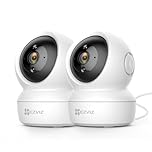 EZVIZ C6N Telecamera Wi-Fi Interno 1080p Videocamera Sorveglianza Interno Pan/Tilt/Zoom Compatibile con Alexa, Rotazione a 360°, Visione Notturna, Tracciamento del Movimento e Audio Kit 2