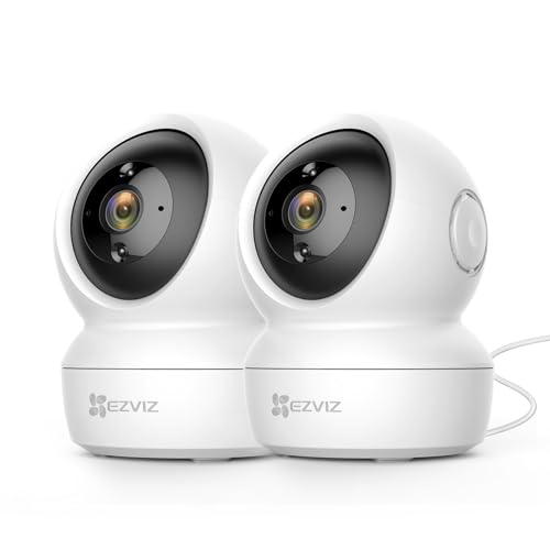 EZVIZ C6N Telecamera Wi-Fi Interno 1080p Videocamera Sorveglianza Interno Pan/Tilt/Zoom Compatibile con Alexa, Rotazione a 360°, Visione Notturna, Tracciamento del Movimento e Audio Kit 2