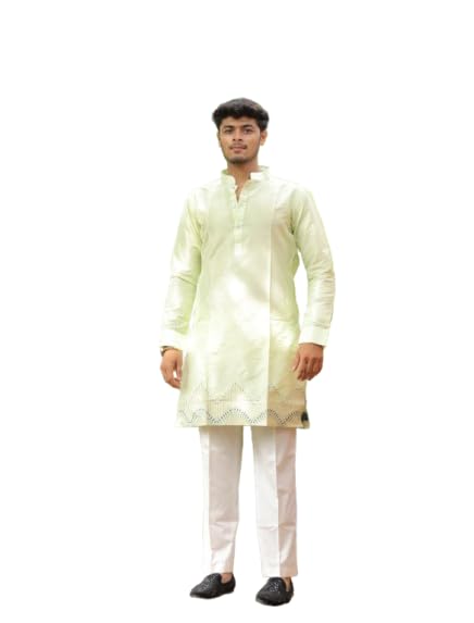 sanskruti Wavvy classic premium kurta Cotton Silk Daman Structured Kurta for Men Elegant Two-Tone Zari Work Full Sleeve Ethnic Wear for Men-picture-28