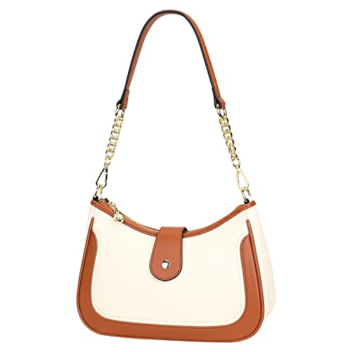 Over Earth Leather Small Hobo Bags For Women Shoulder Handbags Crossbody Purse(O186E Beige/Brown) #TOP1