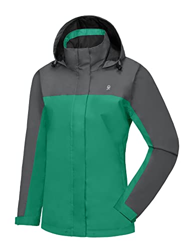 Little Donkey Andy Women's Lightweight Waterproof Rain Jacket Windbreaker Rain Coat Shell for Hiking,Travel Grey/Green M