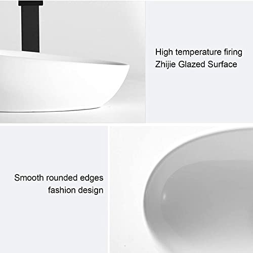 Vasque de salle de bain céramique ovale lavabo à poser 58cm
