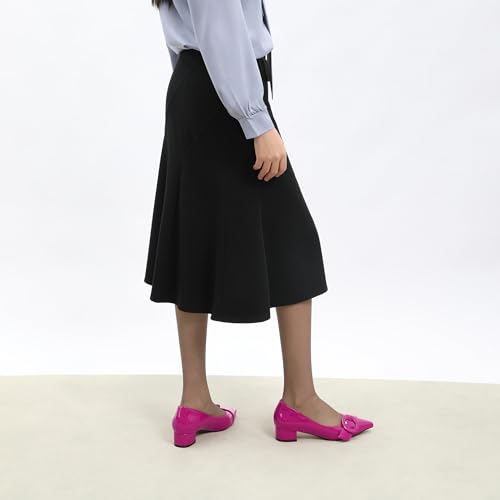 Low Chunky Kitten Heels for Women Closed Pointed Toe Slip on Patent Pumps Office Comfort Wedding Evening Dress Shoes 1.4 Inch3